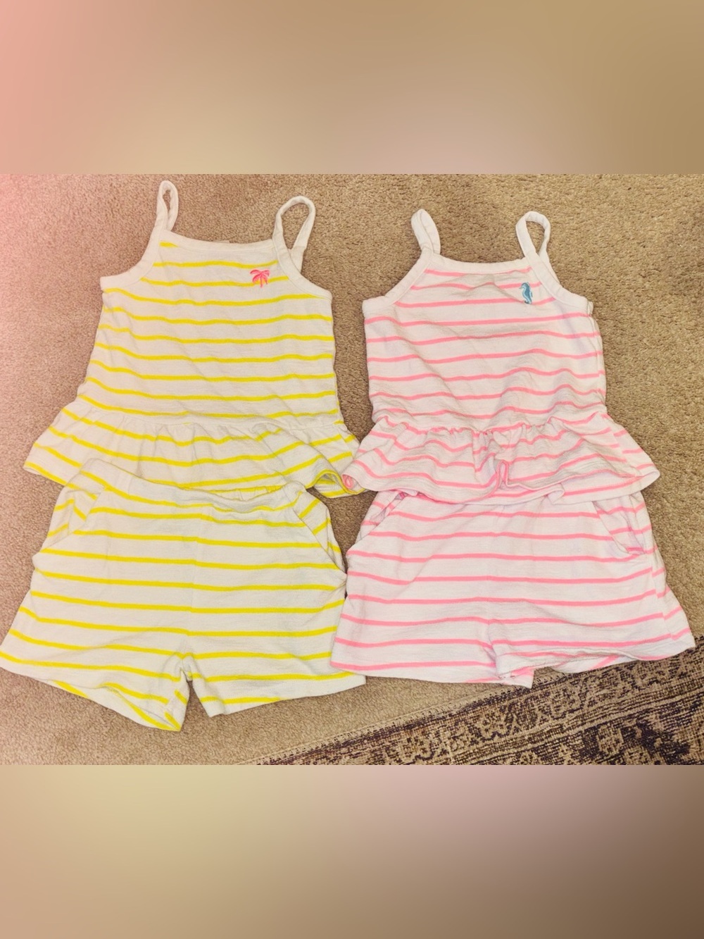 Garanimals Striped Tank Romper Set - Yellow & Pink (2 Sets)